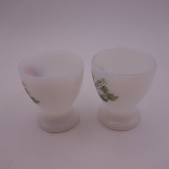 Set of Two(2) Milk White Egg Holders with Peach Design - Picture 4 of 14